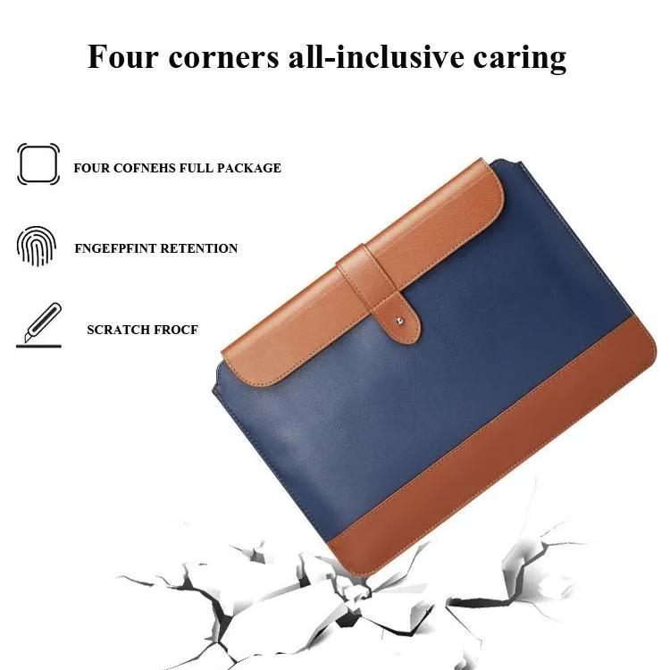 13-14 Inch Horizontal Microfiber Notebook Liner & Power Bag - Black & Brown
