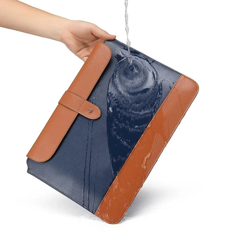 13-14 Inch Horizontal Microfiber Notebook Liner & Power Bag - Black & Brown