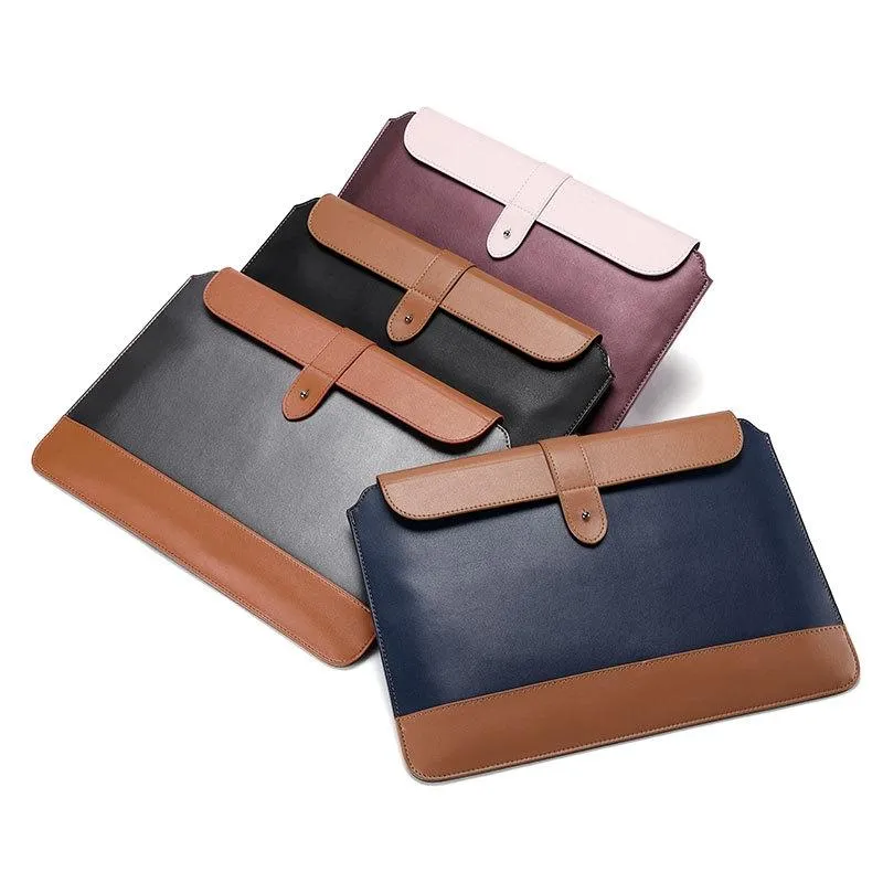 14-15.4 Inch Microfiber Notebook Liner Bag - Blue & Brown
