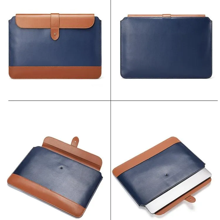 14-15.4 Inch Microfiber Notebook Liner Bag - Blue & Brown