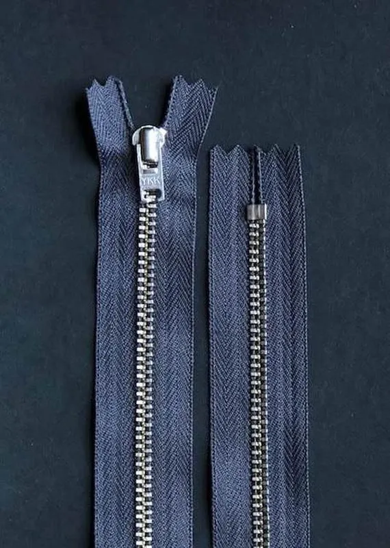 36cm.  YKK Nickel Closed End Zip. Grey