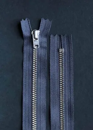 36cm.  YKK Nickel Closed End Zip. Grey