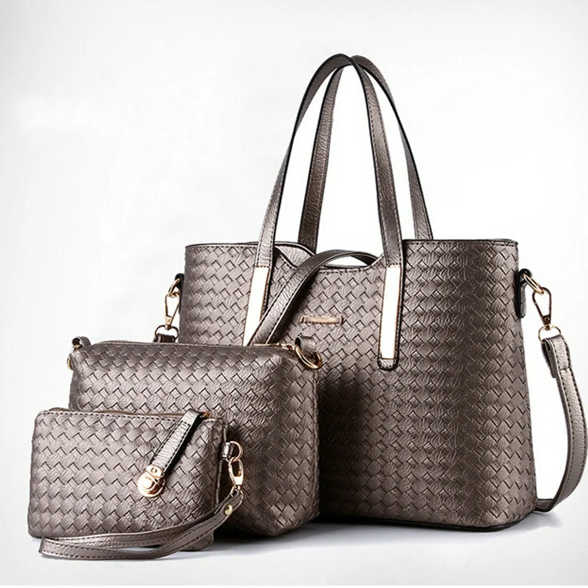 3pcs set women leather satchel handbag shoulder messenger crossbody bag
