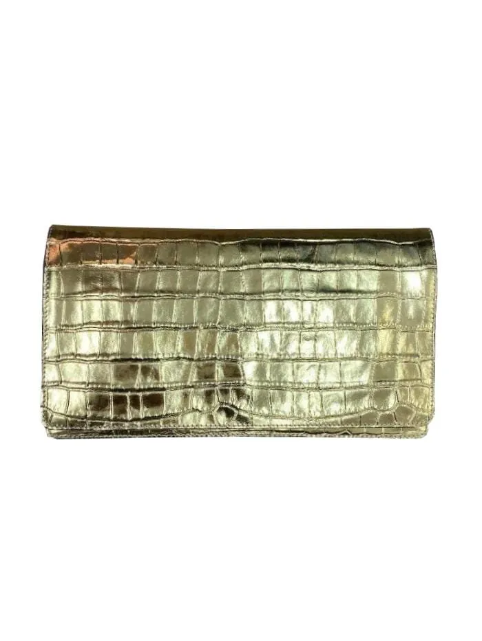 Abro S Metallic Gold Croc Clutch Bag 026951-21 0090