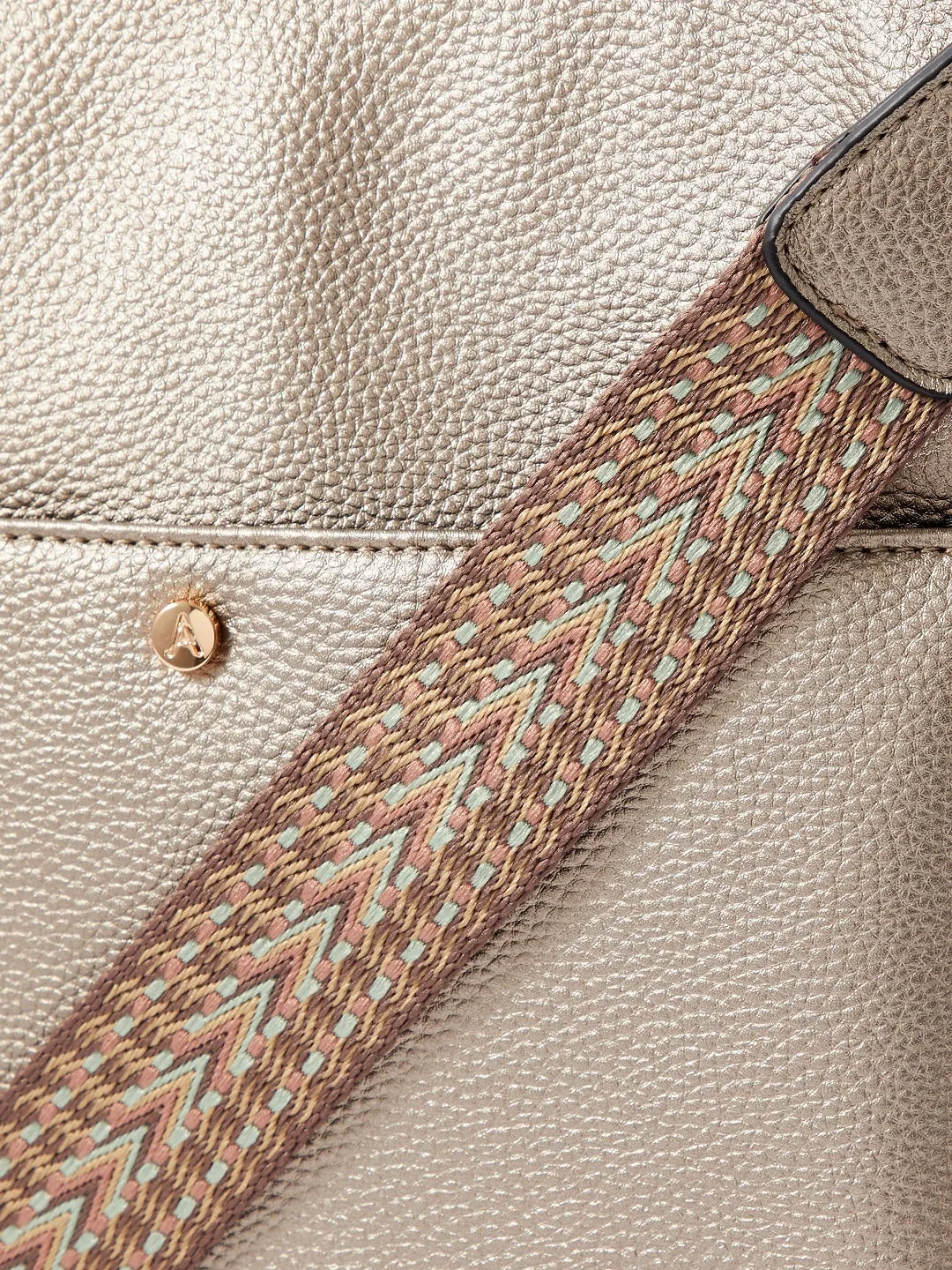 Accessorize London women's Faux Leather Gold Maci Large Messenger Sling bag