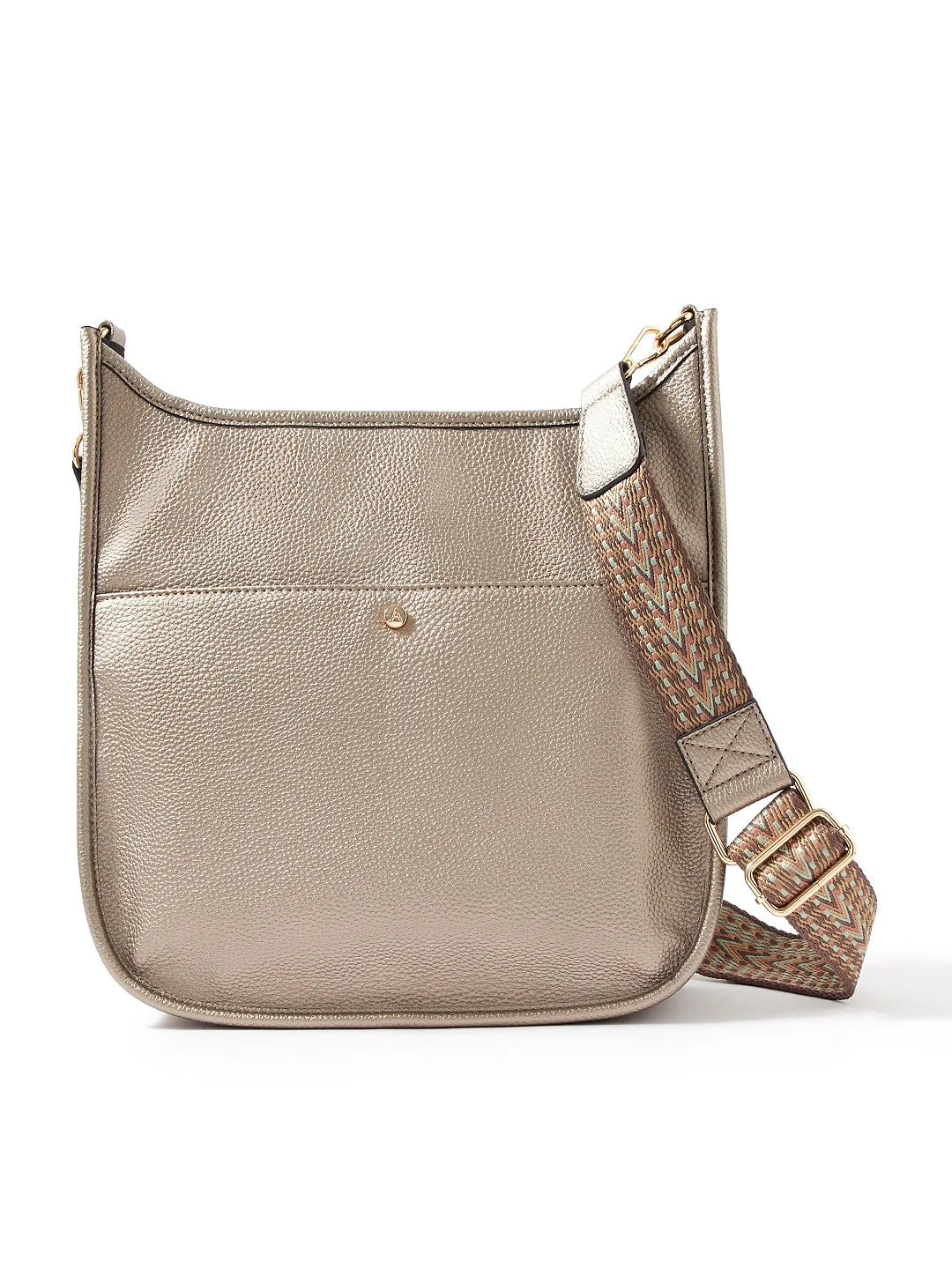 Accessorize London women's Faux Leather Gold Maci Large Messenger Sling bag