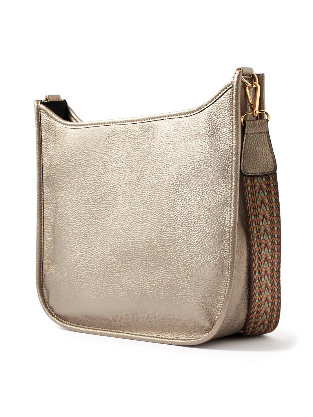 Accessorize London women's Faux Leather Gold Maci Large Messenger Sling bag