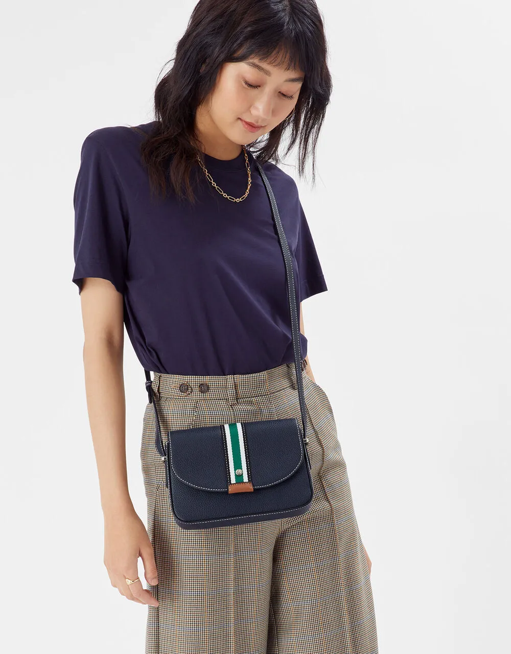 Accessorize London Women's Faux Leather Navy Cambridge Sling Bag