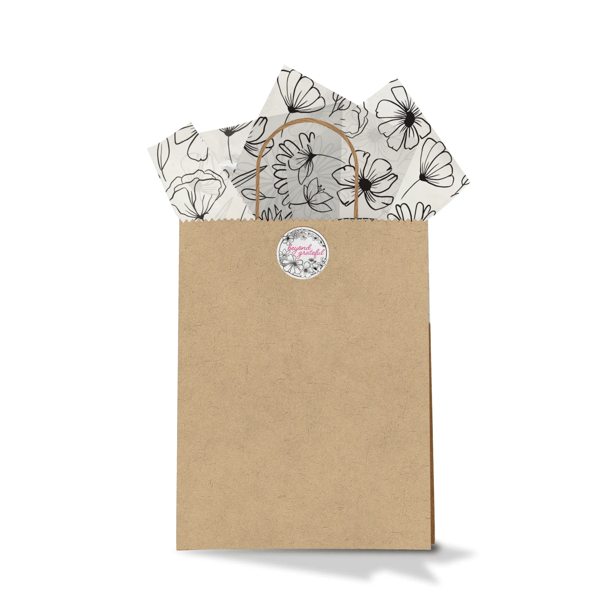 Black and White Floral Thank You Stickers