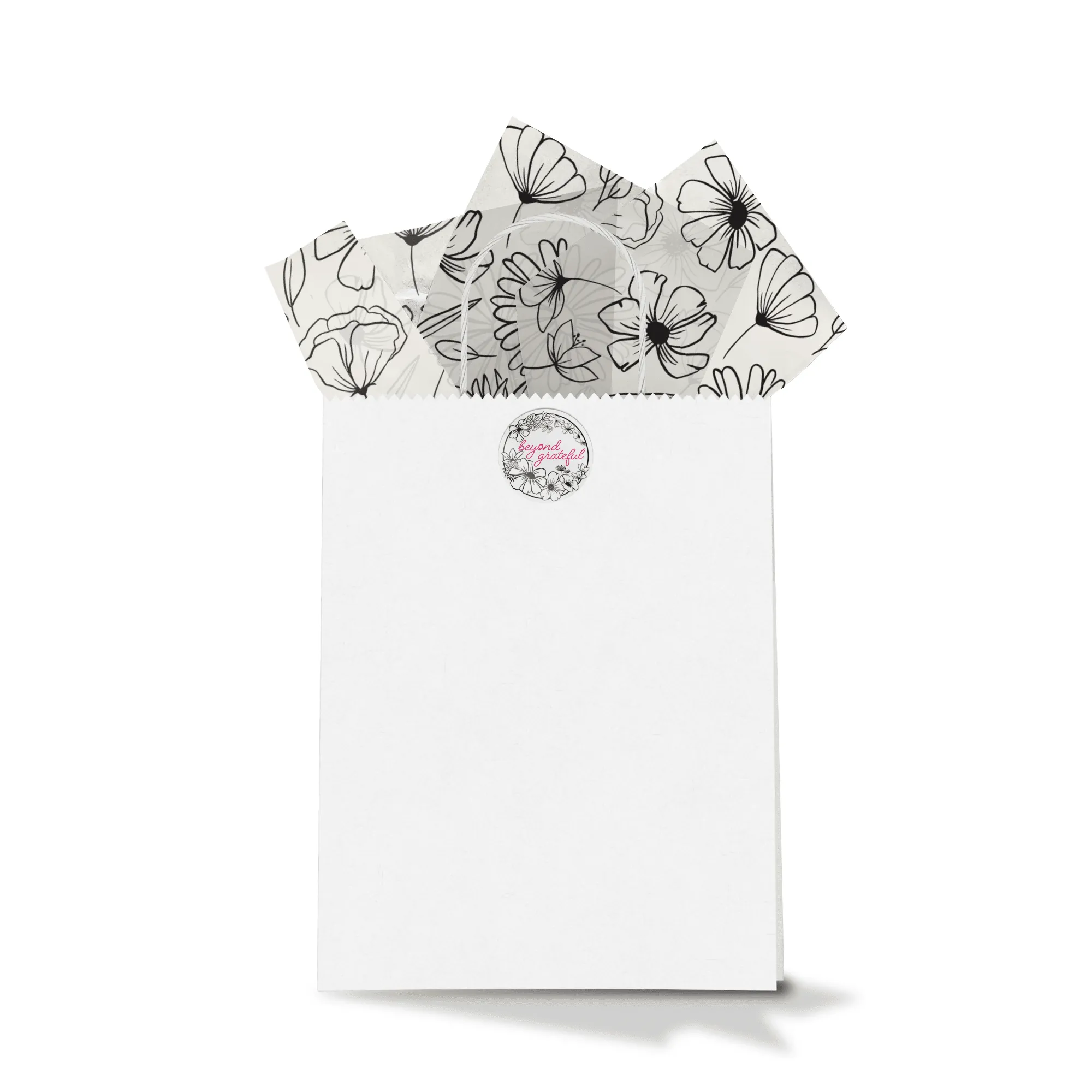 Black and White Floral Thank You Stickers