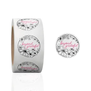 Black and White Floral Thank You Stickers