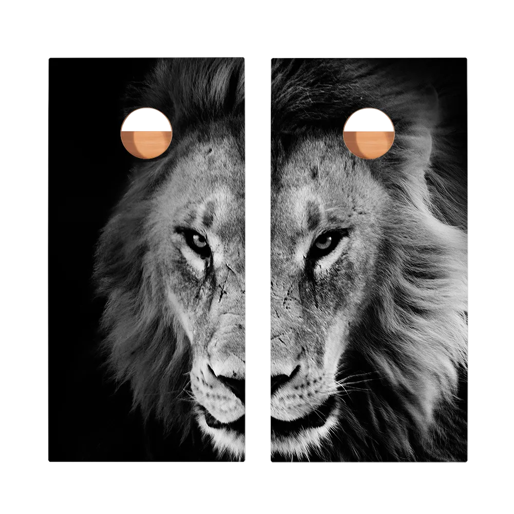 Black And White Lion Star Cornhole Boards