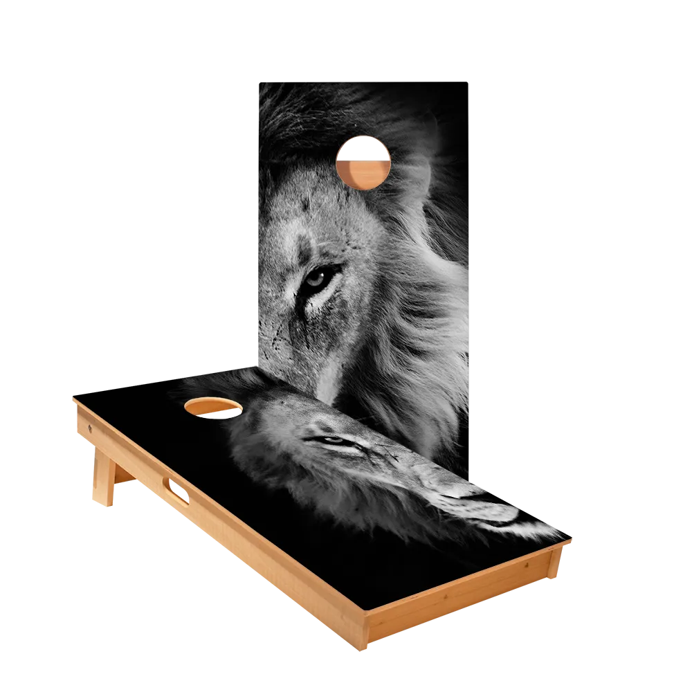 Black And White Lion Star Cornhole Boards