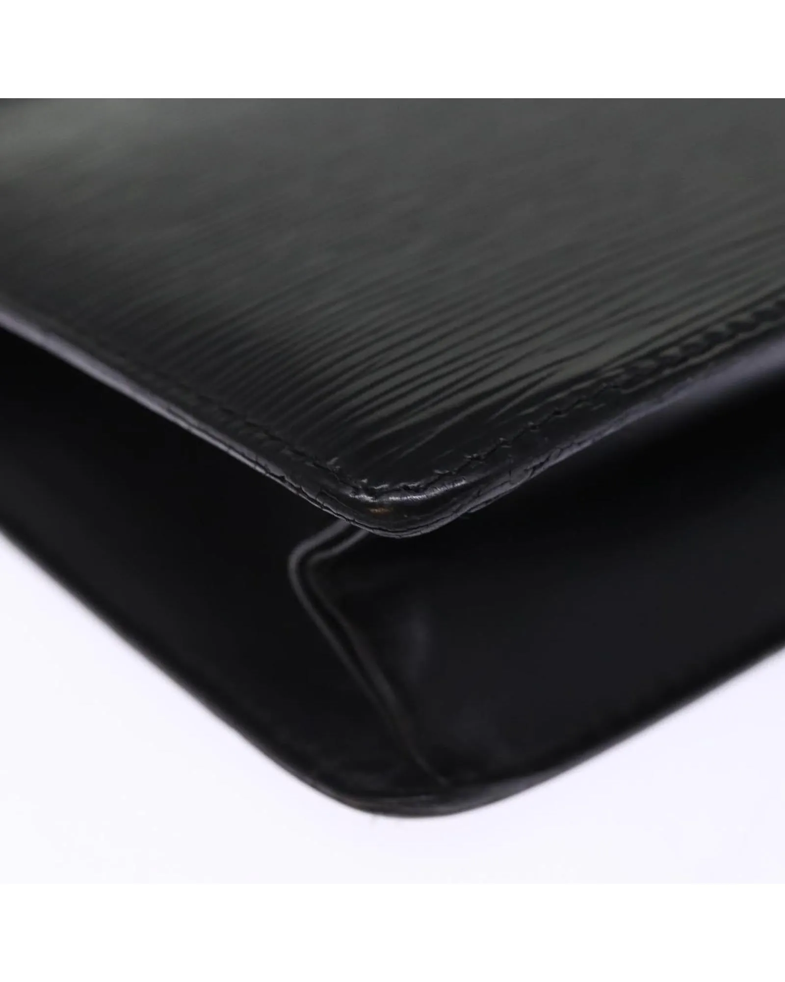 Black Epi Leather Clutch Bag with Surface Rubbing and Scratches