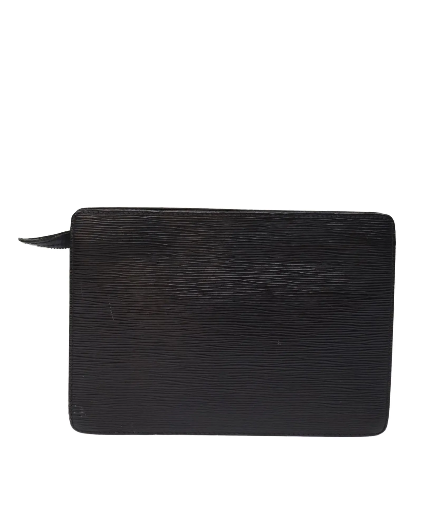 Black Epi Leather Clutch Bag with Surface Rubbing and Scratches