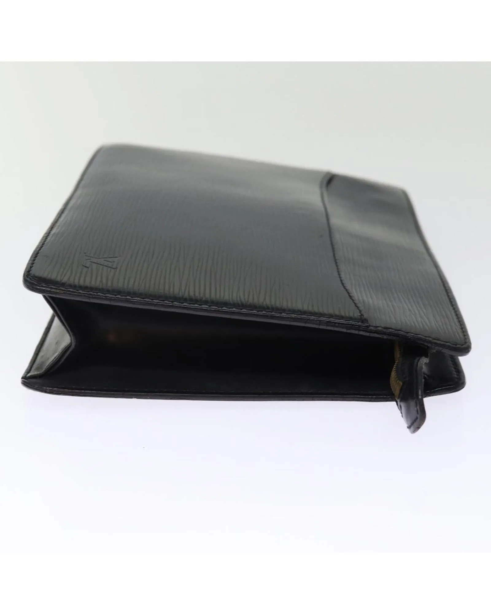 Black Epi Leather Clutch Bag with Surface Rubbing and Scratches