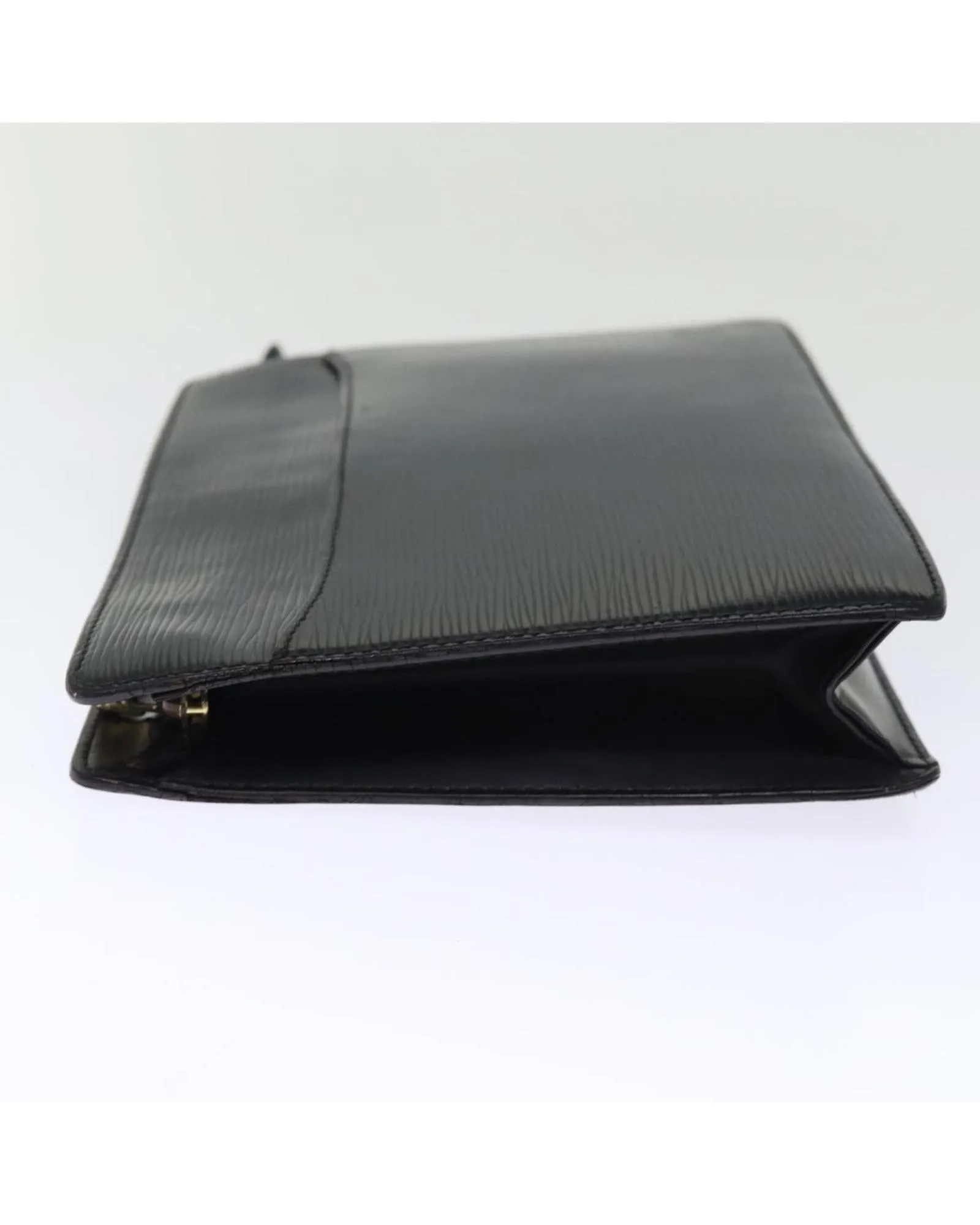 Black Epi Leather Clutch Bag with Surface Rubbing and Scratches