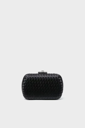 Black Evelyn Woven Clutch