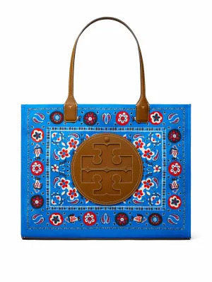 Blue printed tote bag