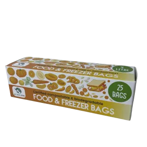 Certified Compostable Food & Freezer Bags, 1 Gallon (25 bags)