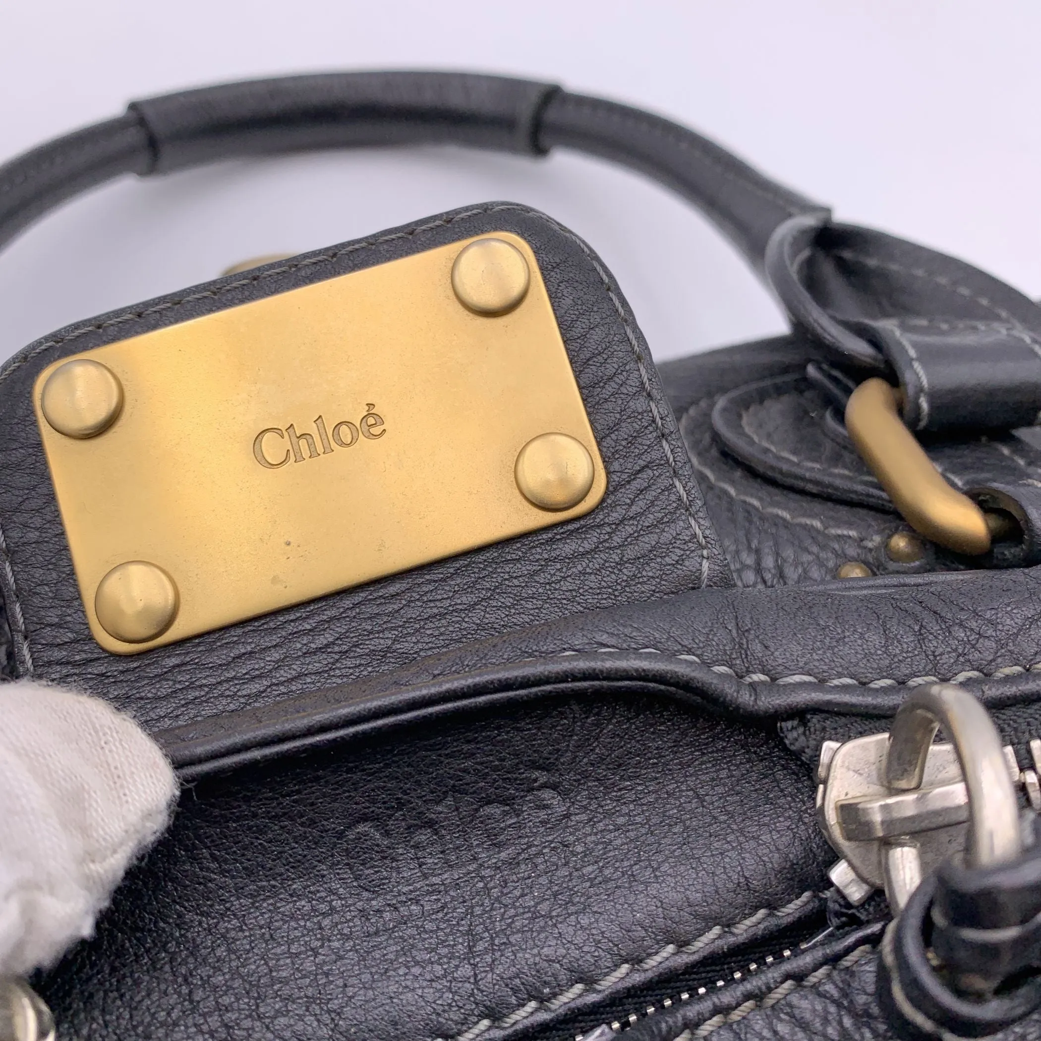 Chloe Black Leather Paddington Tote Medium Satchel Bag