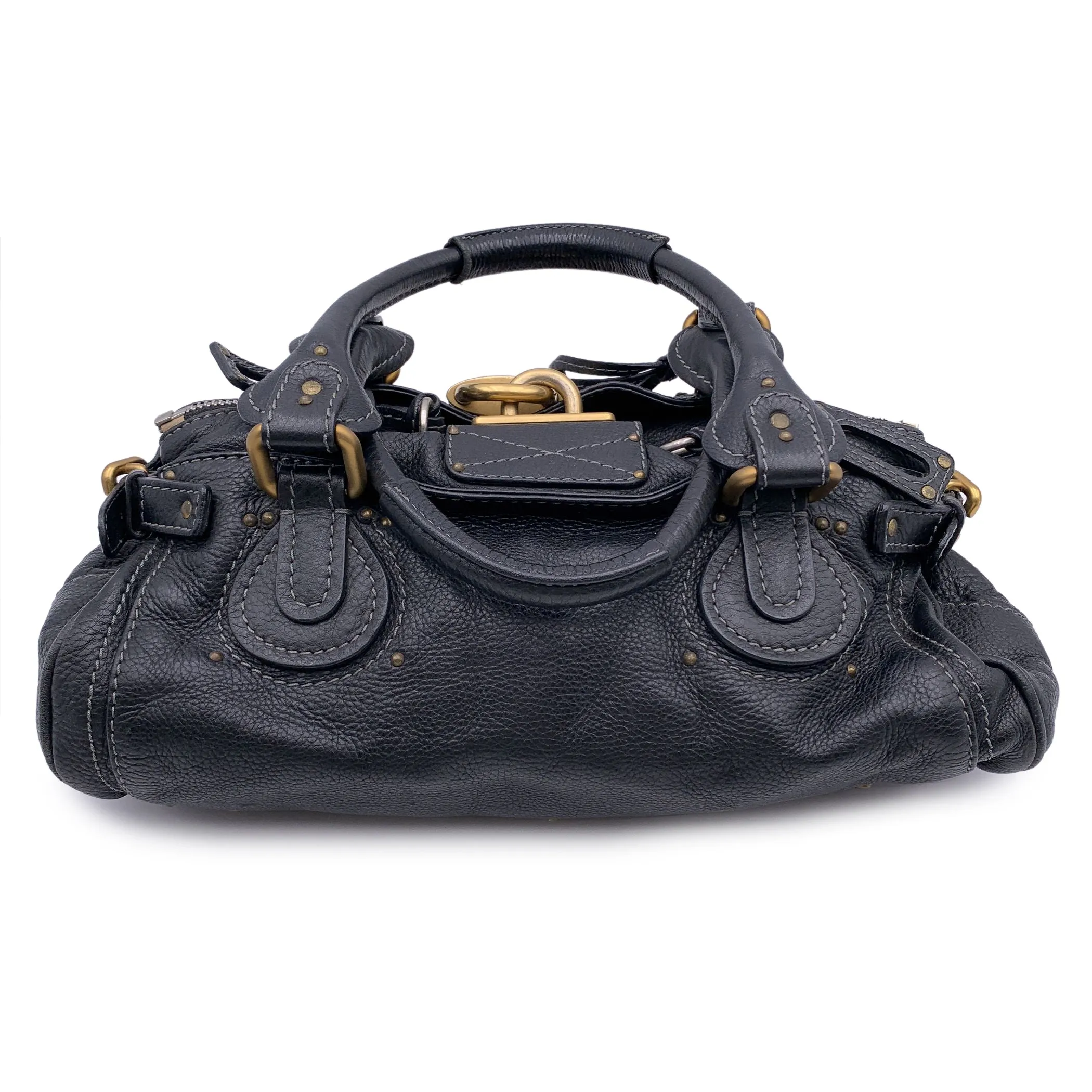 Chloe Black Leather Paddington Tote Medium Satchel Bag