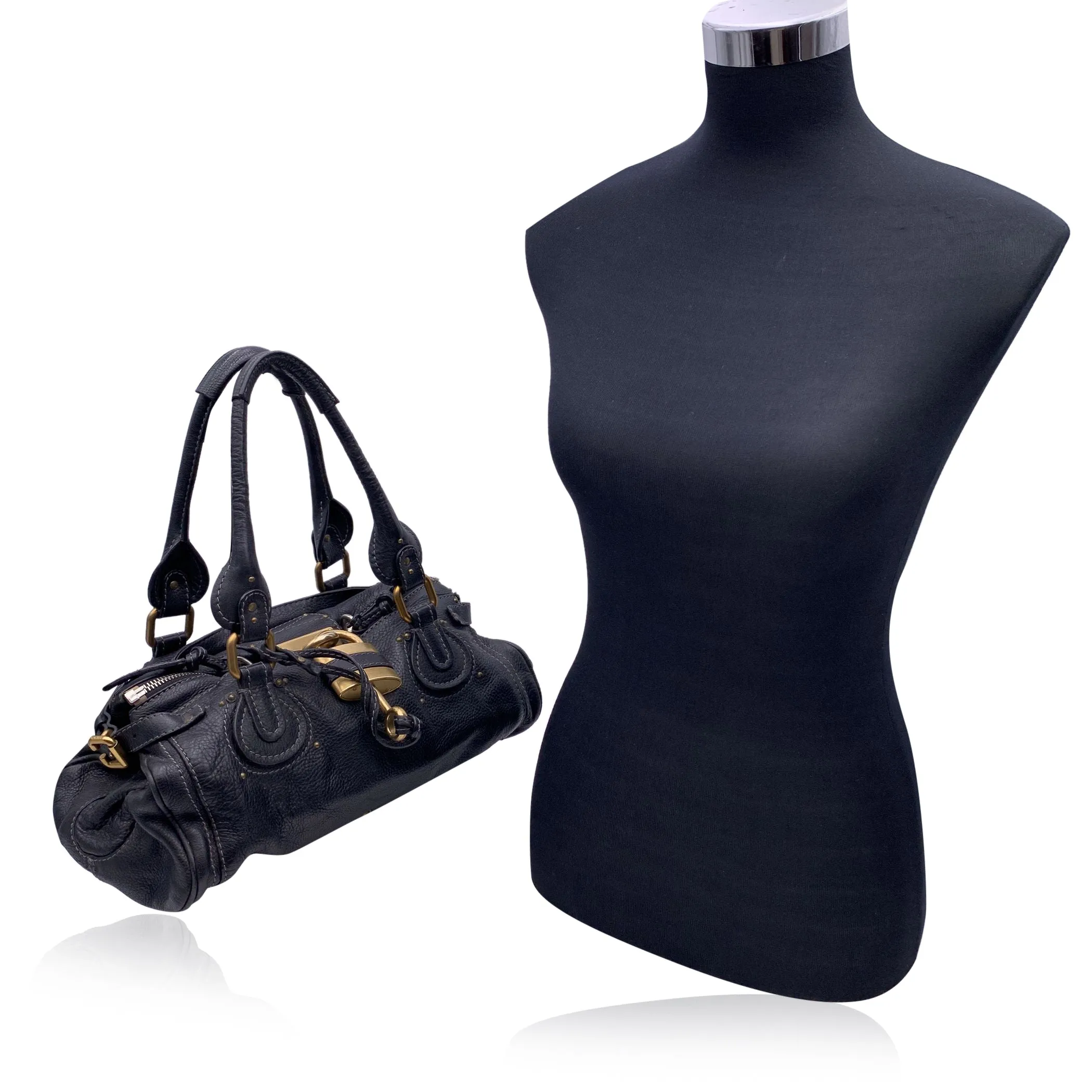 Chloe Black Leather Paddington Tote Medium Satchel Bag