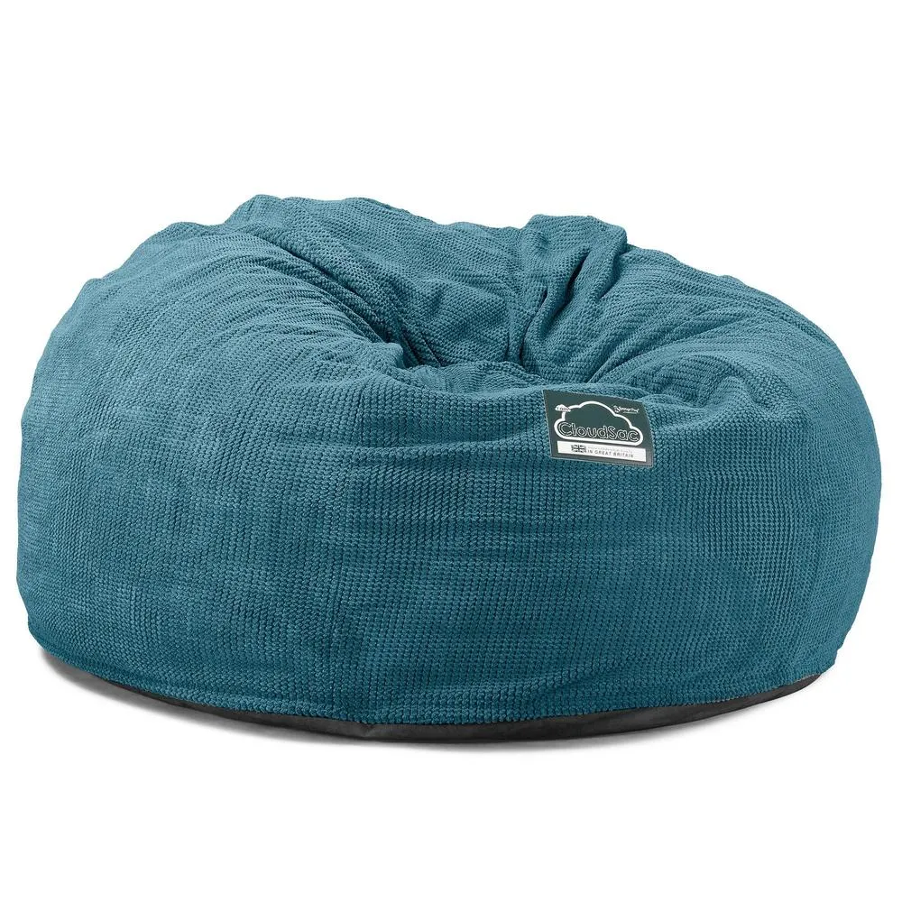 CloudSac 1010 XXL Giant Memory Foam Bean Bag Sofa - Pom Pom Aegean Blue