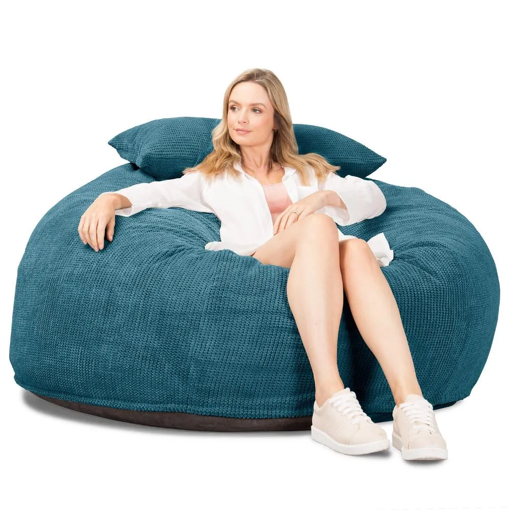 CloudSac 1010 XXL Giant Memory Foam Bean Bag Sofa - Pom Pom Aegean Blue