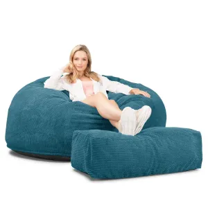 CloudSac 1010 XXL Giant Memory Foam Bean Bag Sofa - Pom Pom Aegean Blue