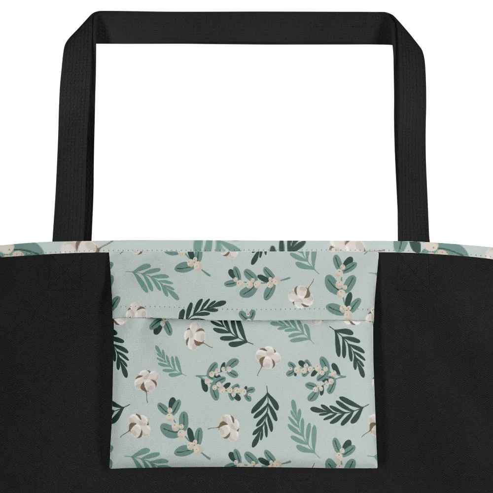 Cozy Christmas Floral Large Tote Bag