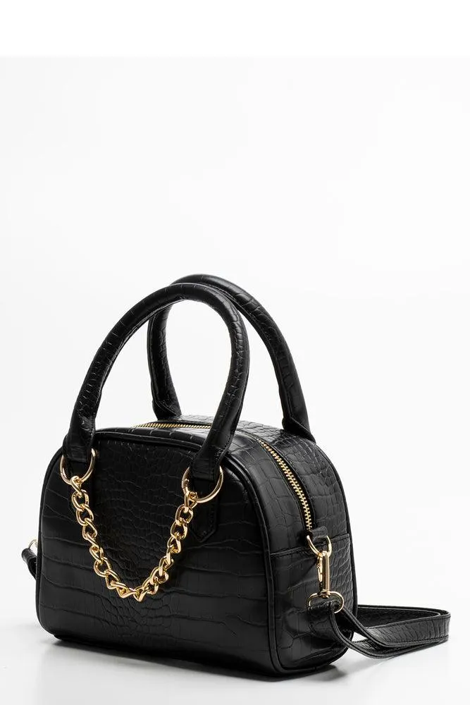Croc Bowler With Chain Detail Black