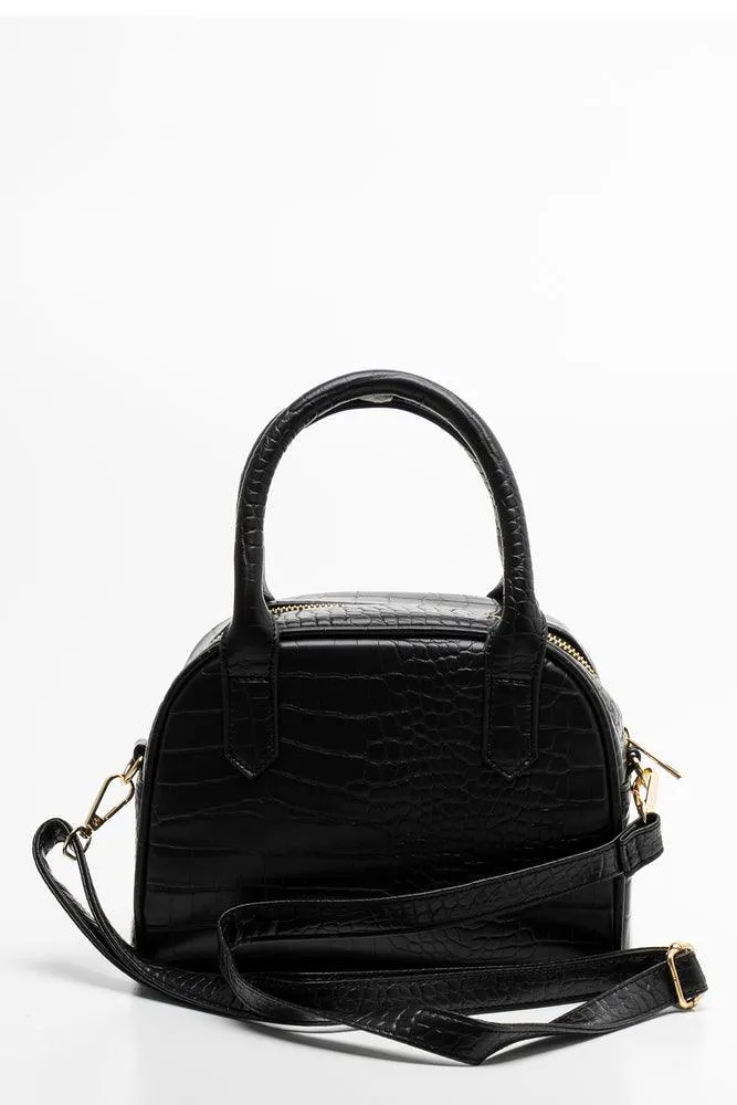 Croc Bowler With Chain Detail Black