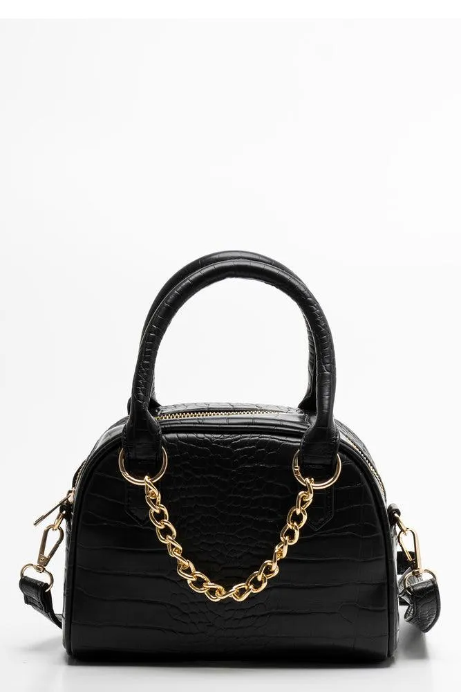 Croc Bowler With Chain Detail Black