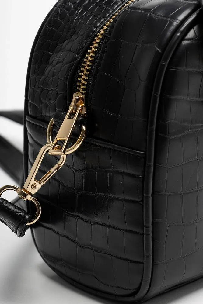 Croc Bowler With Chain Detail Black