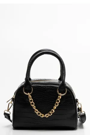 Croc Bowler With Chain Detail Black