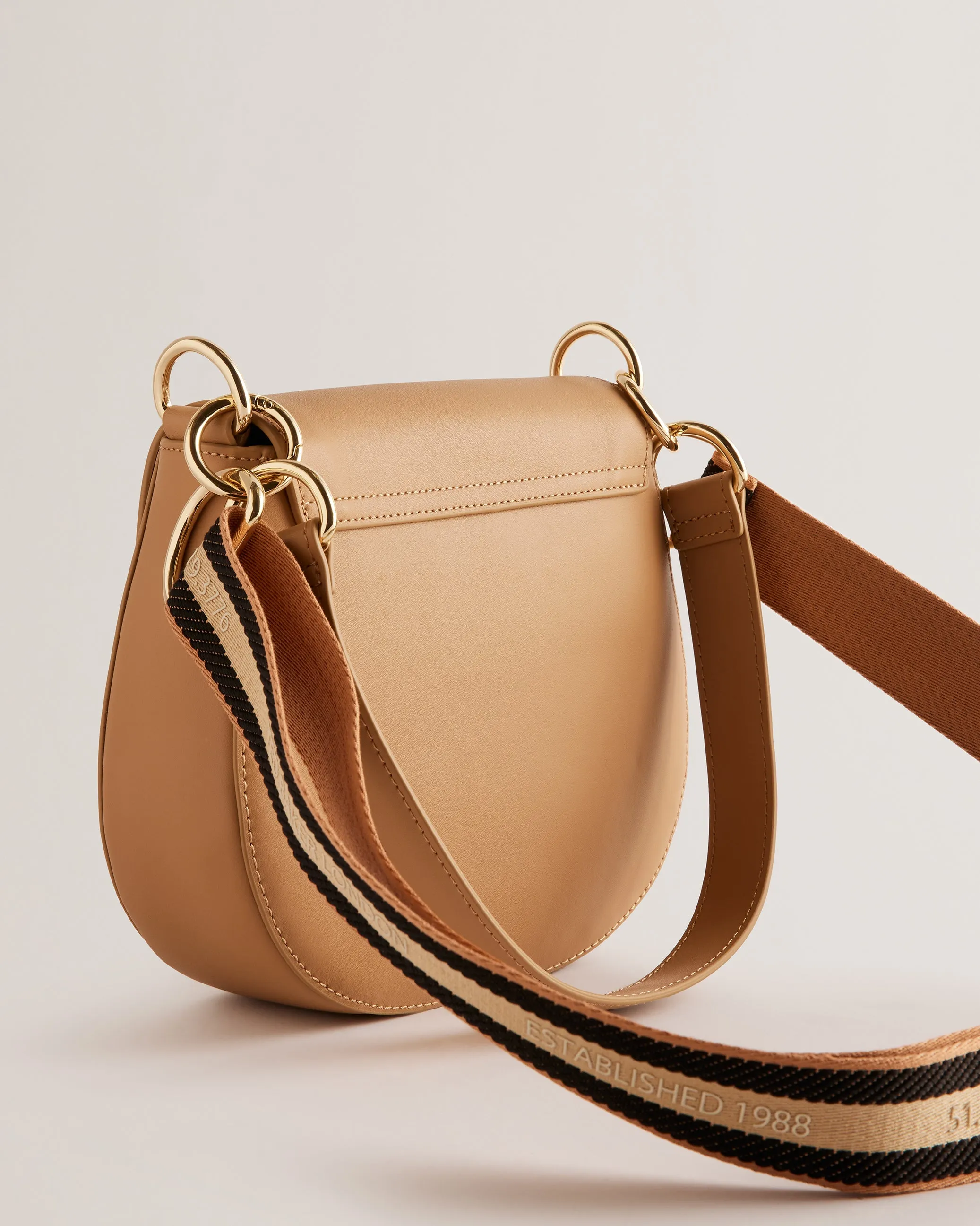 Darcell Branded Webbing Satchel Cross Taupe