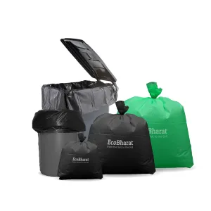Ecobharat Bio Degradable and Compostable Bags | 20x22 (35 pieces) | Black