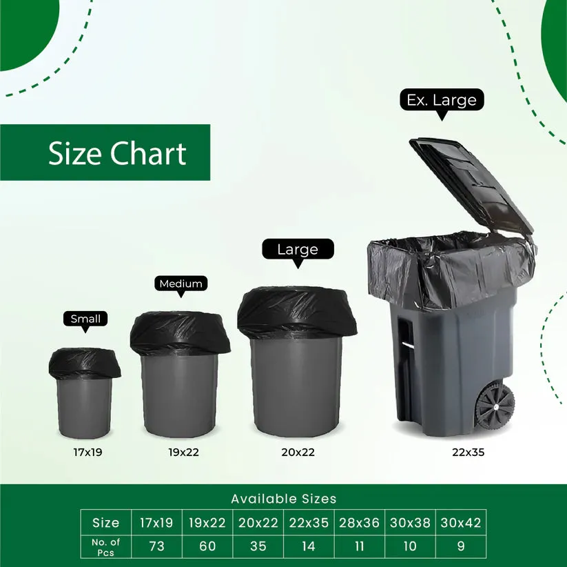 Ecobharat Bio Degradable and Compostable Bags | 20x22 (35 pieces) | Black