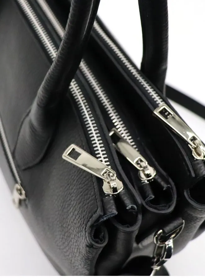 Gai Mattiolo Genuine Leather Top Handle Shoulder Bag with Multiple Compartments