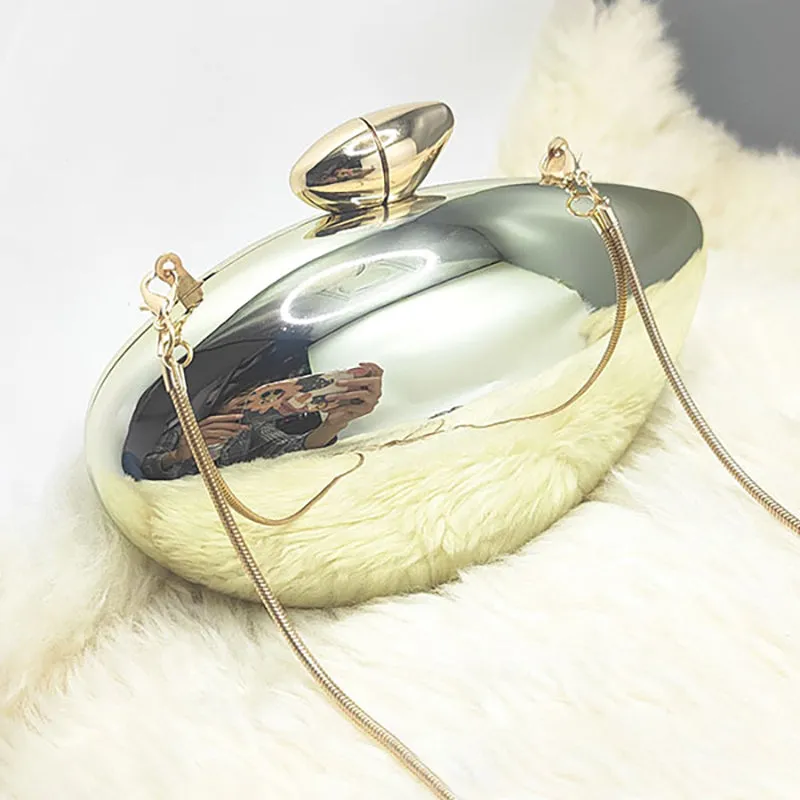 Gold Stylish Irregular Ellipse Candy Daily Chain Wedding Party Clutch Bag