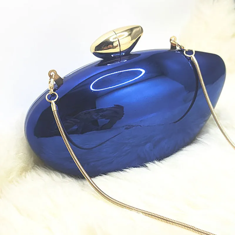 Gold Stylish Irregular Ellipse Candy Daily Chain Wedding Party Clutch Bag