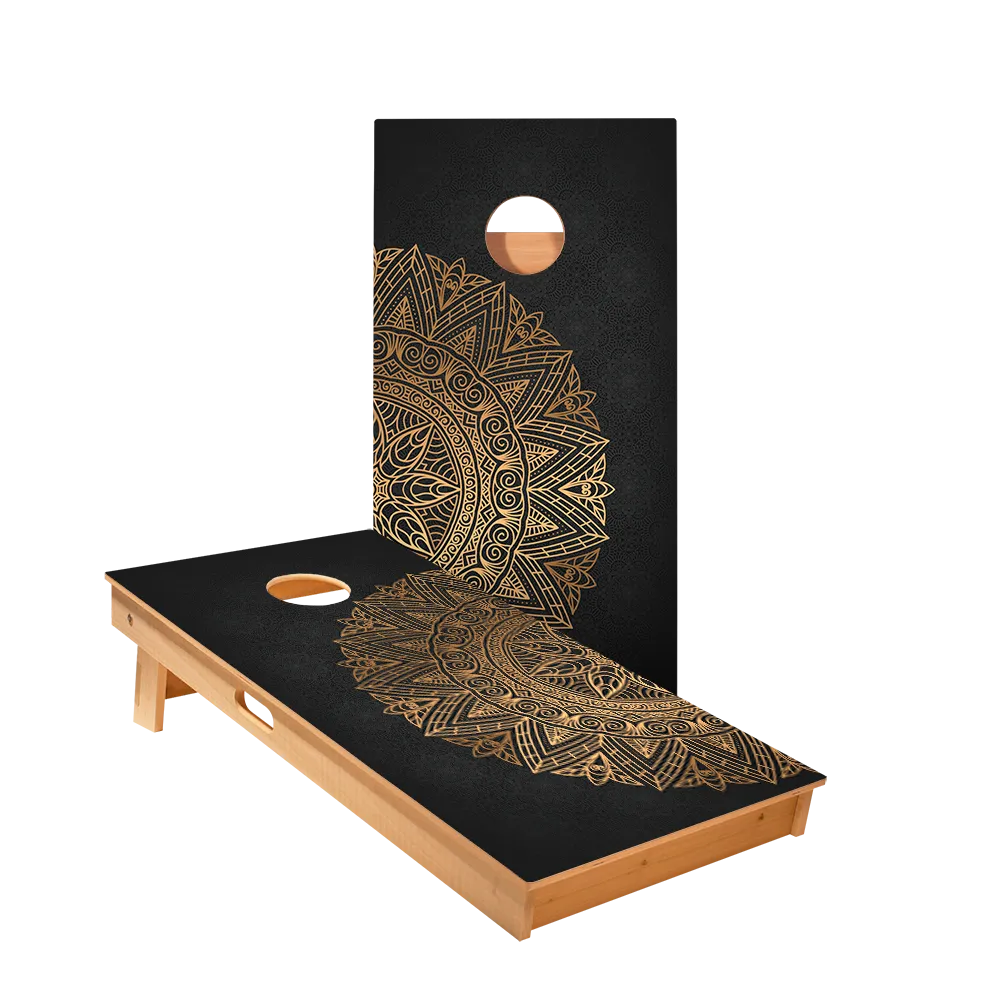 Golden Mandala Star Cornhole Boards