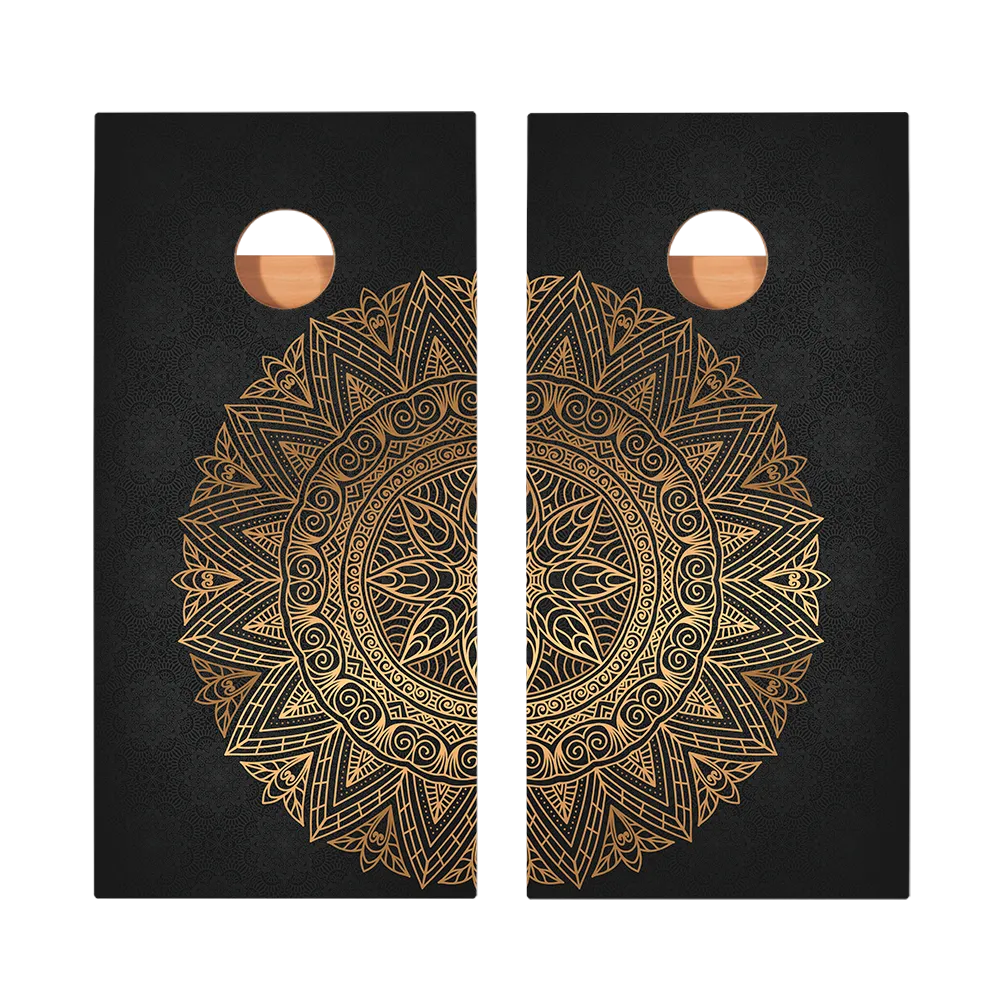 Golden Mandala Star Cornhole Boards