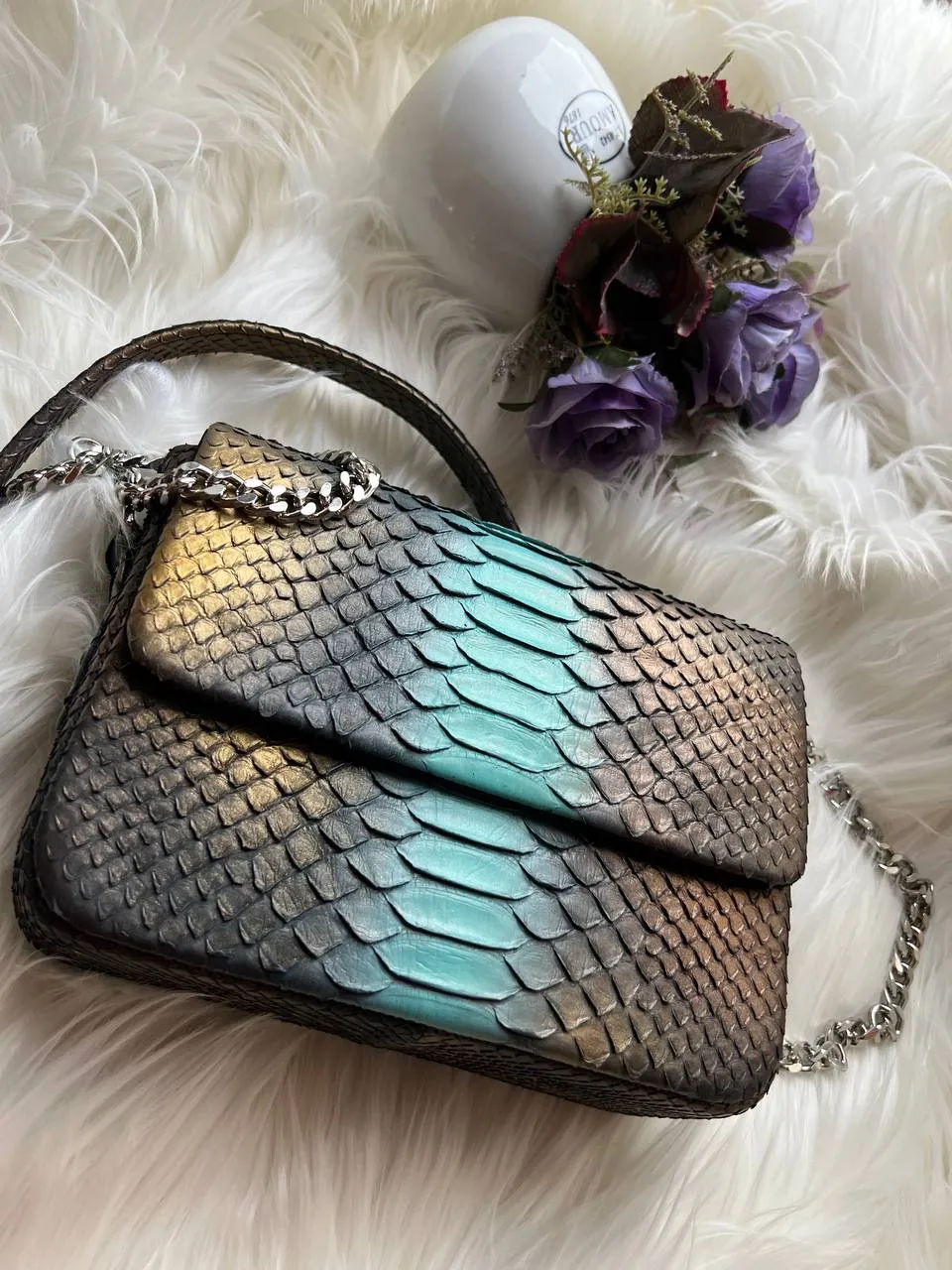 Handmade Natural Phyton Leather Bag