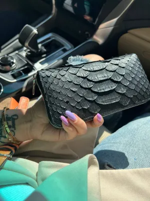 Handmade Natural Phyton Leather Clutch