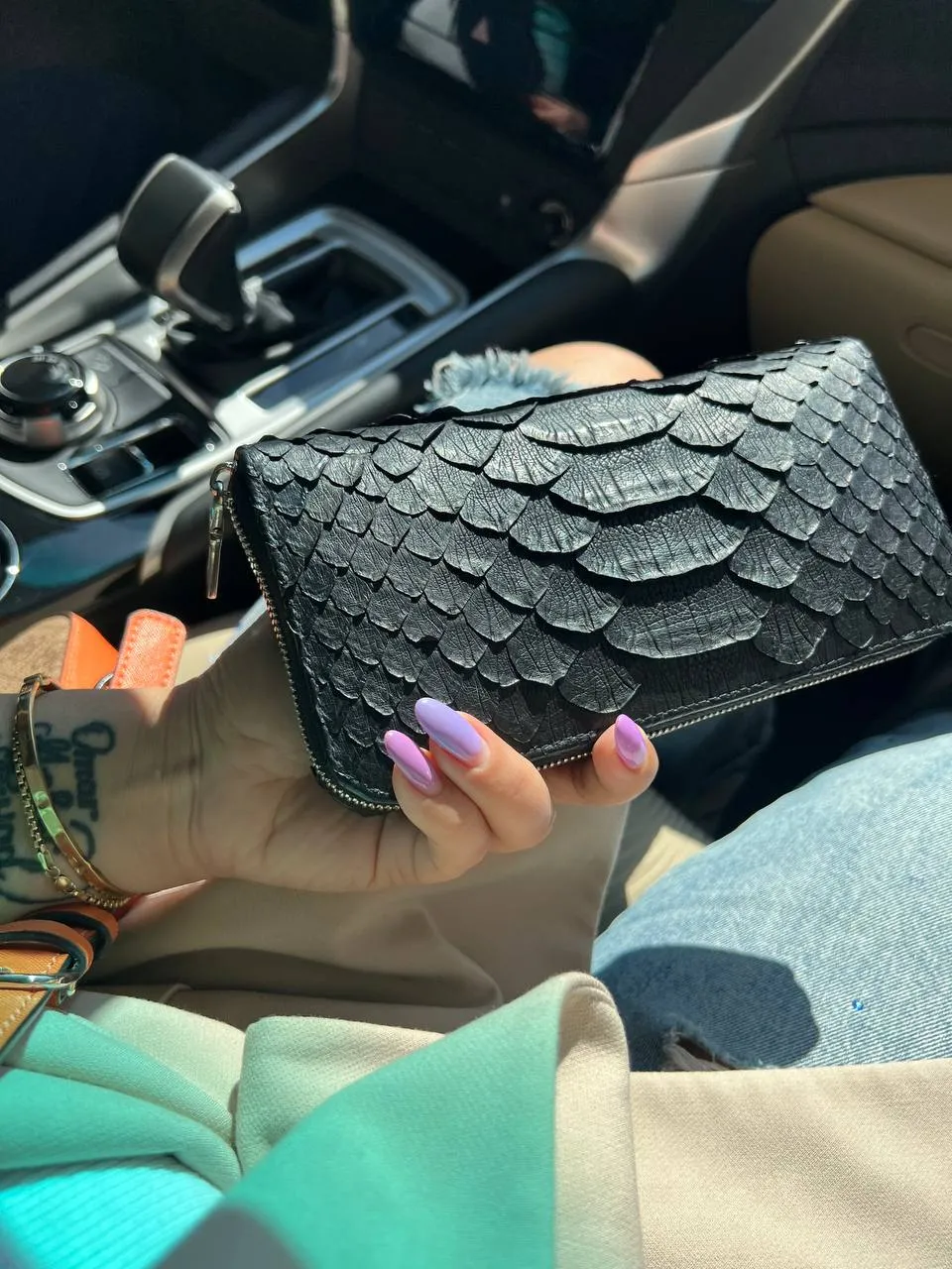 Handmade Natural Phyton Leather Clutch