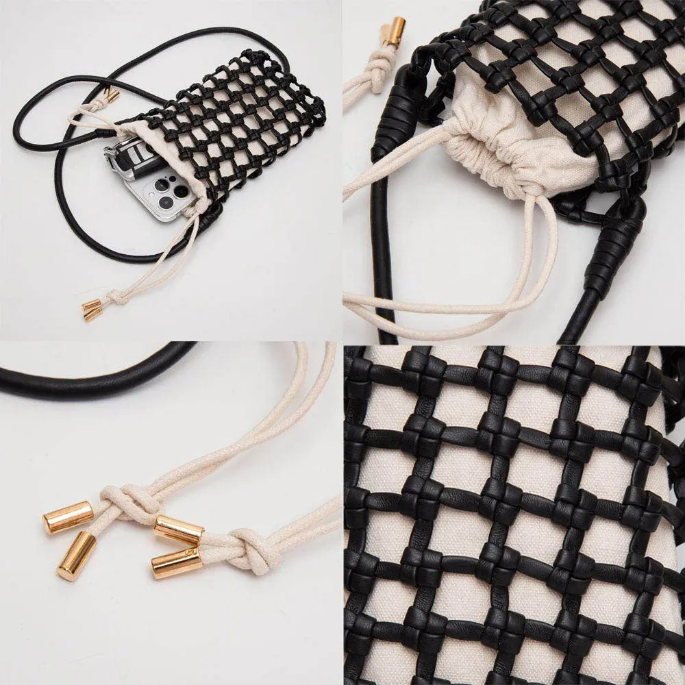 iLLASPARKZ Faux Leather Mini Woven Crossbody Bag
