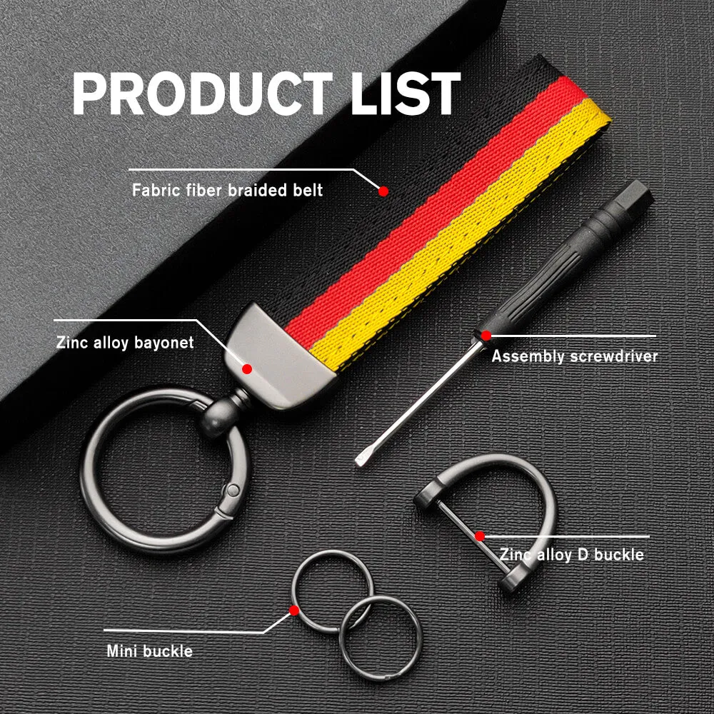 Keyzone unisex fabric striped keychain keyring keyholder for car keys (KR03, pack of 3)
