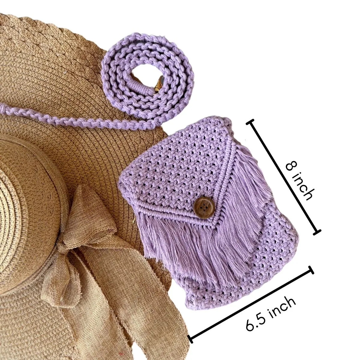 Lavender Macrame Mobile Sling Bag